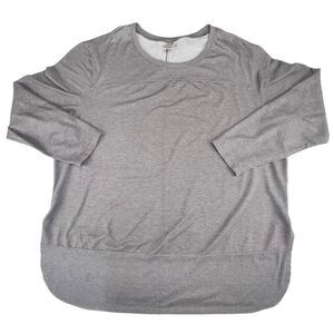 Terra & Sky Top 4X Heathered Gray Banded Hem Top Soft Knit Easy Wear Tunic